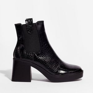 Croc Faux Leather Boots with Embossed Design